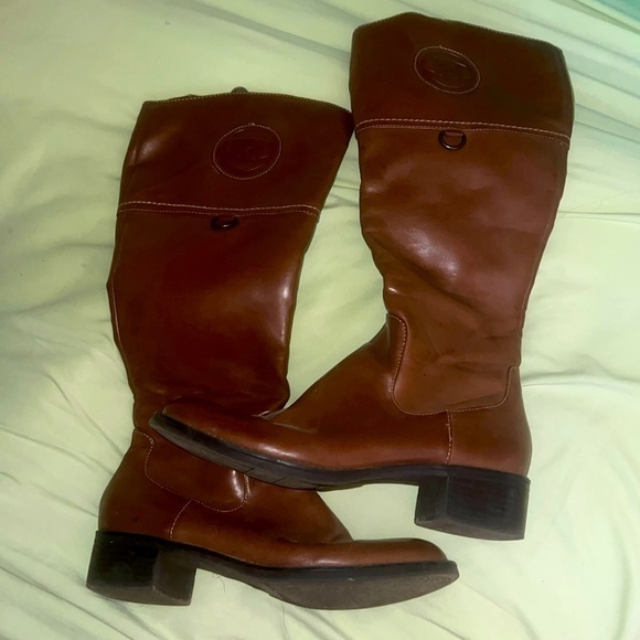 Etienne Aigner brown leather tall riding boots - Picture 1 of 16